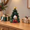 Lighted Resin Ornament Festive Tabletop with Warm Christmas Tree for Desk LED Lights Decor Holiday