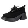 Fashion Aphixta 7.5cm High Heel Classic Women Casual Shoes Lace Up Women Footwear Brown Loafers Platform Shoes Woman Students Size 42