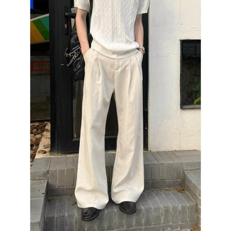 Men S Summer Thin Wide Leg Loose Casual Straight Linen Trousers