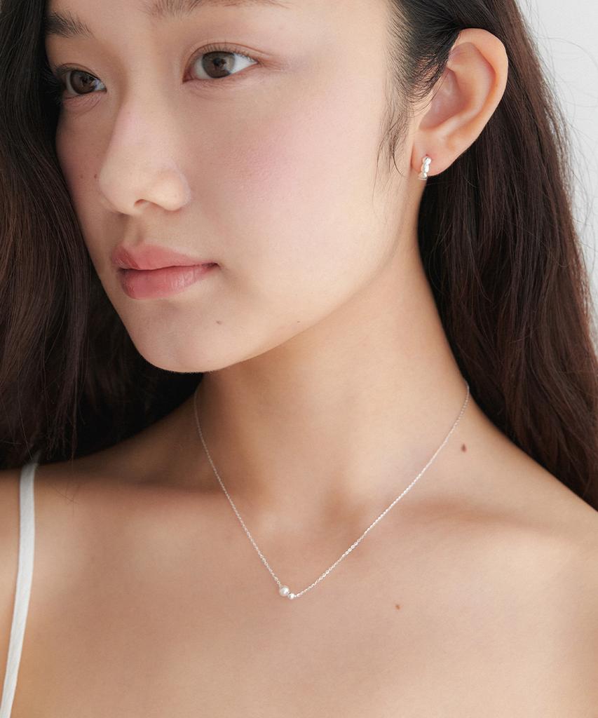 Obla (Silver 925) Twin Ball Mini Pearl Necklace Jn060