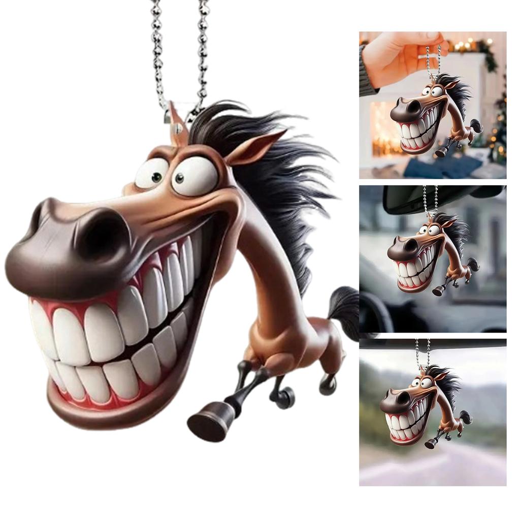 Unique Acrylic Horse Pendan Big Mouth Horse Ornament for Home Car Decor Eye Catching Design Ideal Gift for Animal Lovers