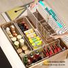 Retractable Kitchen Seasoning Organizer - Compartmented Storage for Bottles, Jars, and Packets