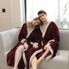 Autumn And Winter Flannel Nightgown Hooded Bathrobe Coral Fleece Men'S Thickened Extended Couple Bathrobe Women