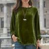 Women's Casual Pullover Top  Color Neck Long Sleeve Loose Fit Shirt for Everyday Wear