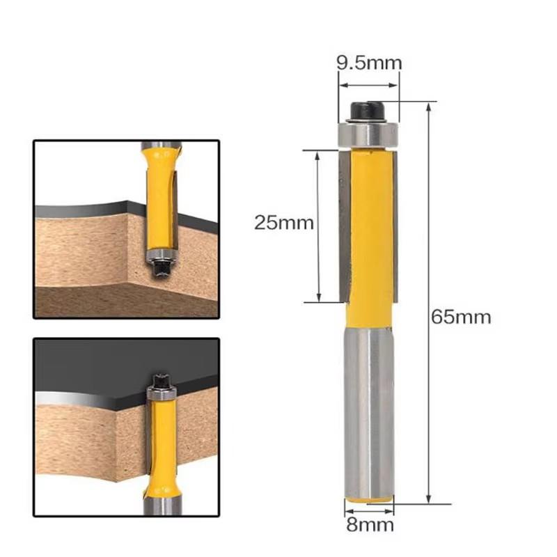 8mm stopka Predĺžený fréz na orezávanie Remeňové ložisko Rovný fréz Fréza na orezávanie Drážkovací frézovací bit Frézovacia hlava na odstraňovanie otrepov Fréz na orezávanie