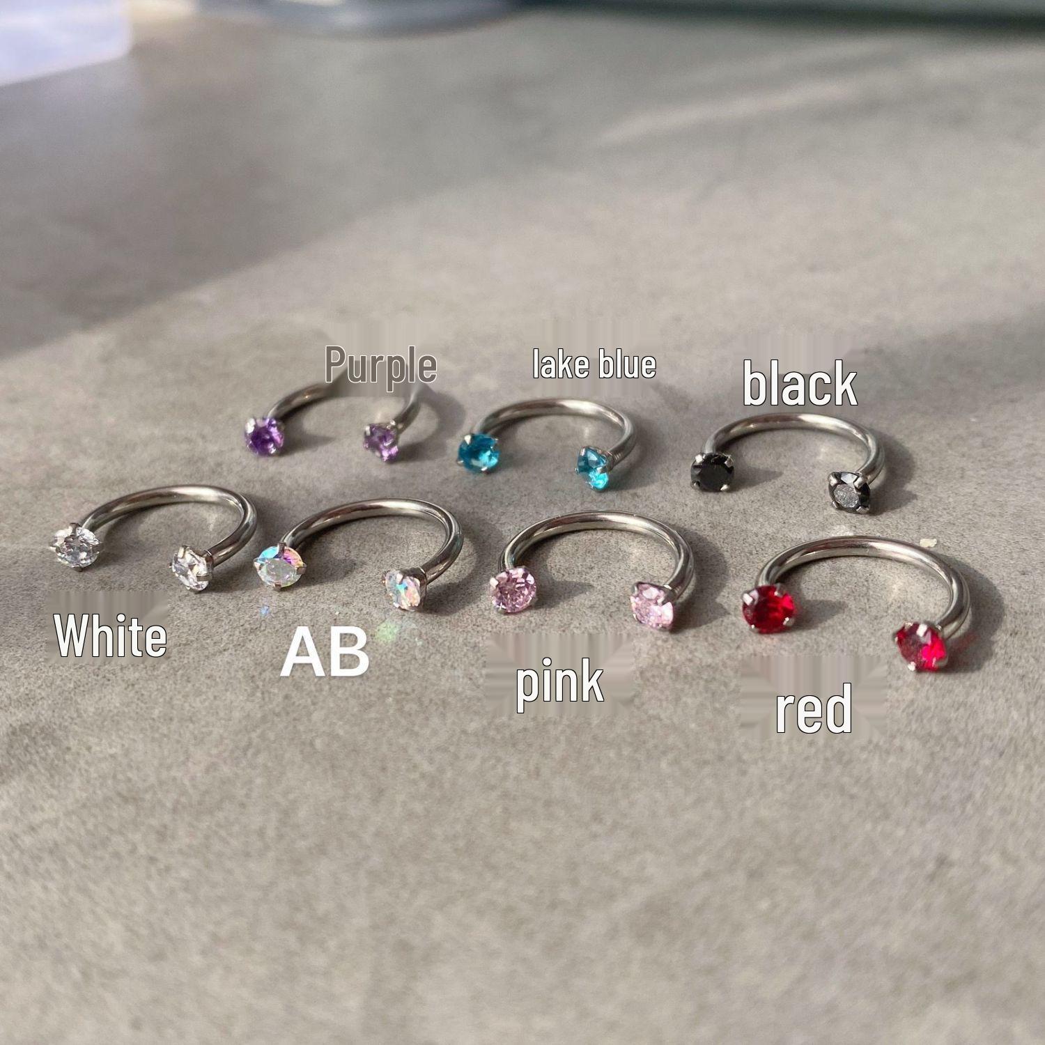 

Stainless Steel Double-Headed Zircon Horseshoe Bar Nose and Lip Ring Jewelry