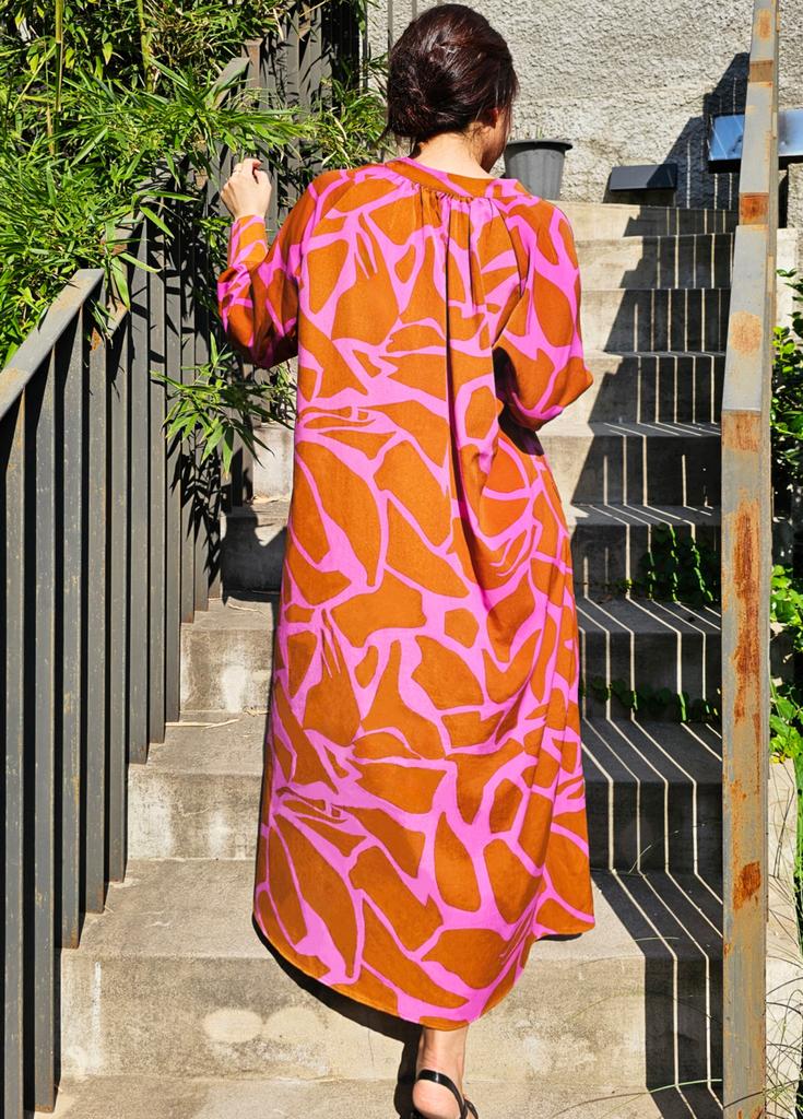 Ellichoi Nolita Printed Shirt Dress [Fuchsia]