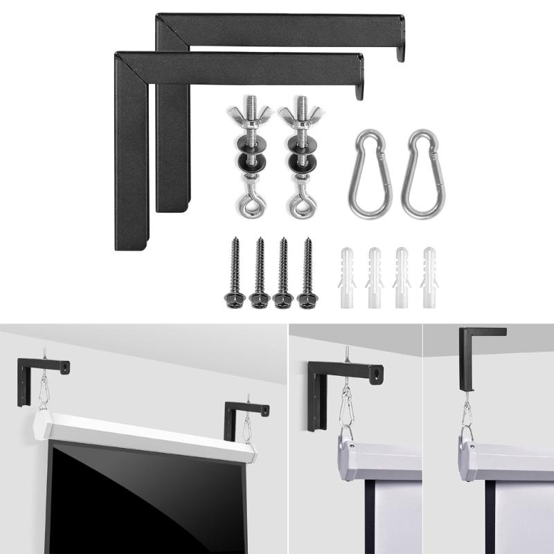 Universal Projectors Screen Wall Mounted Bracket Set L Bracket Style Hooks for Home Movie Screen Hanging