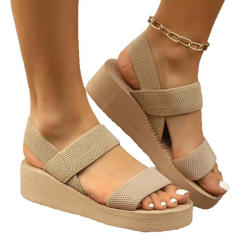 Women's Shoes Thick-soled Wedge Heel Sandals One-line Sponge Sandals