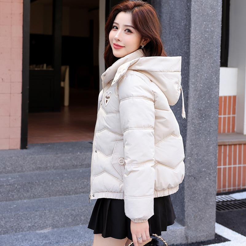 Windproof lightweight hooded thickened fluffy warm cold loose short section of high-quality fabric casual sports jacket cotton jacket coat