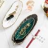 Nordische Keramik Vergoldete Schale Blatt Feder Form Obstkuchenplatte Schreibtisch Schmuck Kosmetik Organizer Wohnzimmer Tischdekoration