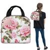 Pink Rose Watercolor Pattern Insulated Lunch Bag for Women Kids Portable Food Boxes Thermal Lunch Box Tote