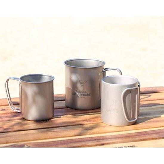 Captain Stag outdoor cup mug tumbler single double 220ml 300ml 450ml foldable handle lightweight titanium made Japan Tsubame Sanjo product