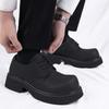 Derby Shoes Black Men's Shoes 2025 New Winter Platform Heightening Big Head Shoes Casual Matte Men's Round Head Leather Shoes