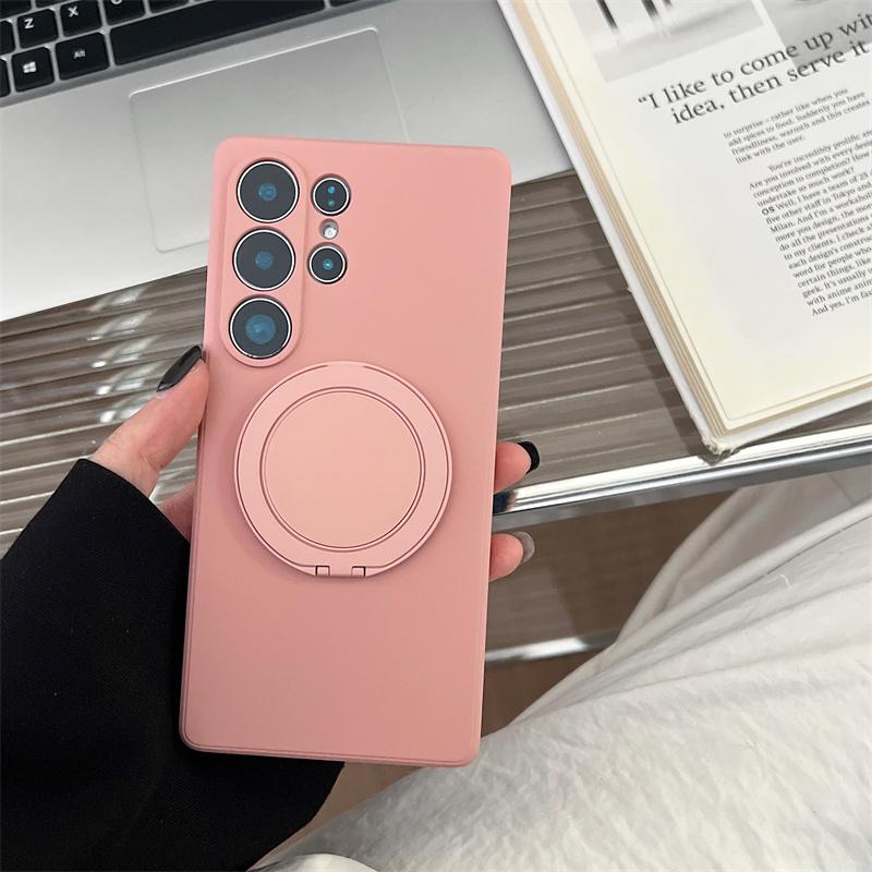 Fashion Liquid Silicone Case For Samsung Galaxy S25 Edge S24 S23 S22 S21 S20 Ultra FE A17/07 56/36/26/16 Magnetic Bracket Cover