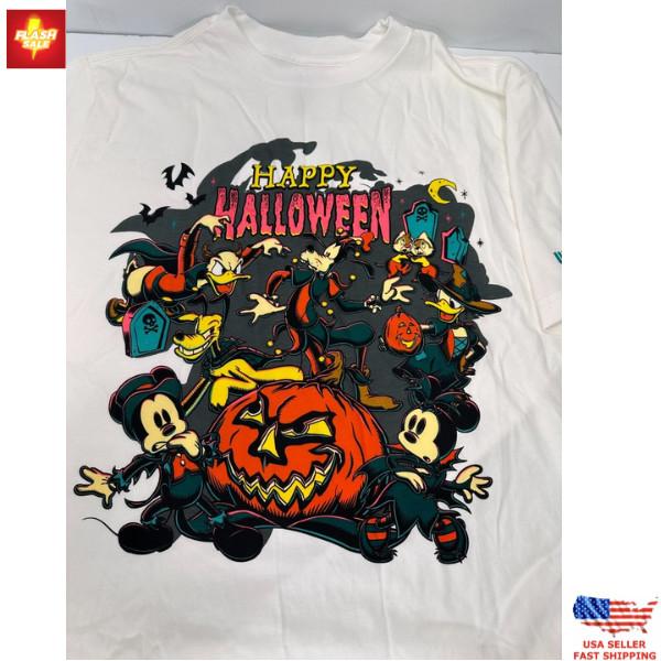 New Apparel Disney Happy Halloween T-Shirt Mickey Donald Goofy Pumpkin Tee Unisex T-Shirt XXL