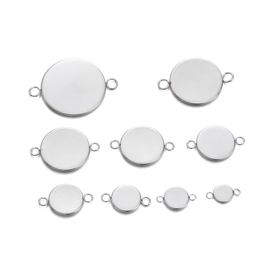 20pcs/lot Stainless Steel Cabochon Cameo Base Settings 6-25mm Necklace Bracelets Pendants Tray For Diy Necklace Jewelry Making