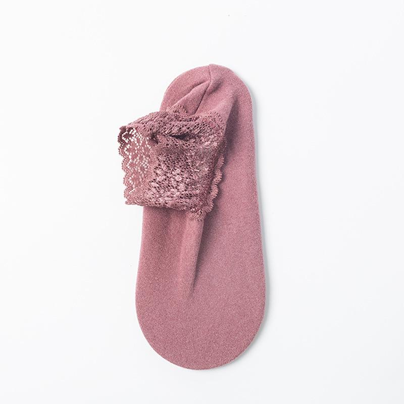 Women’s Non-Slip Lace Trim Thick Floor Socks for Autumn/Winter