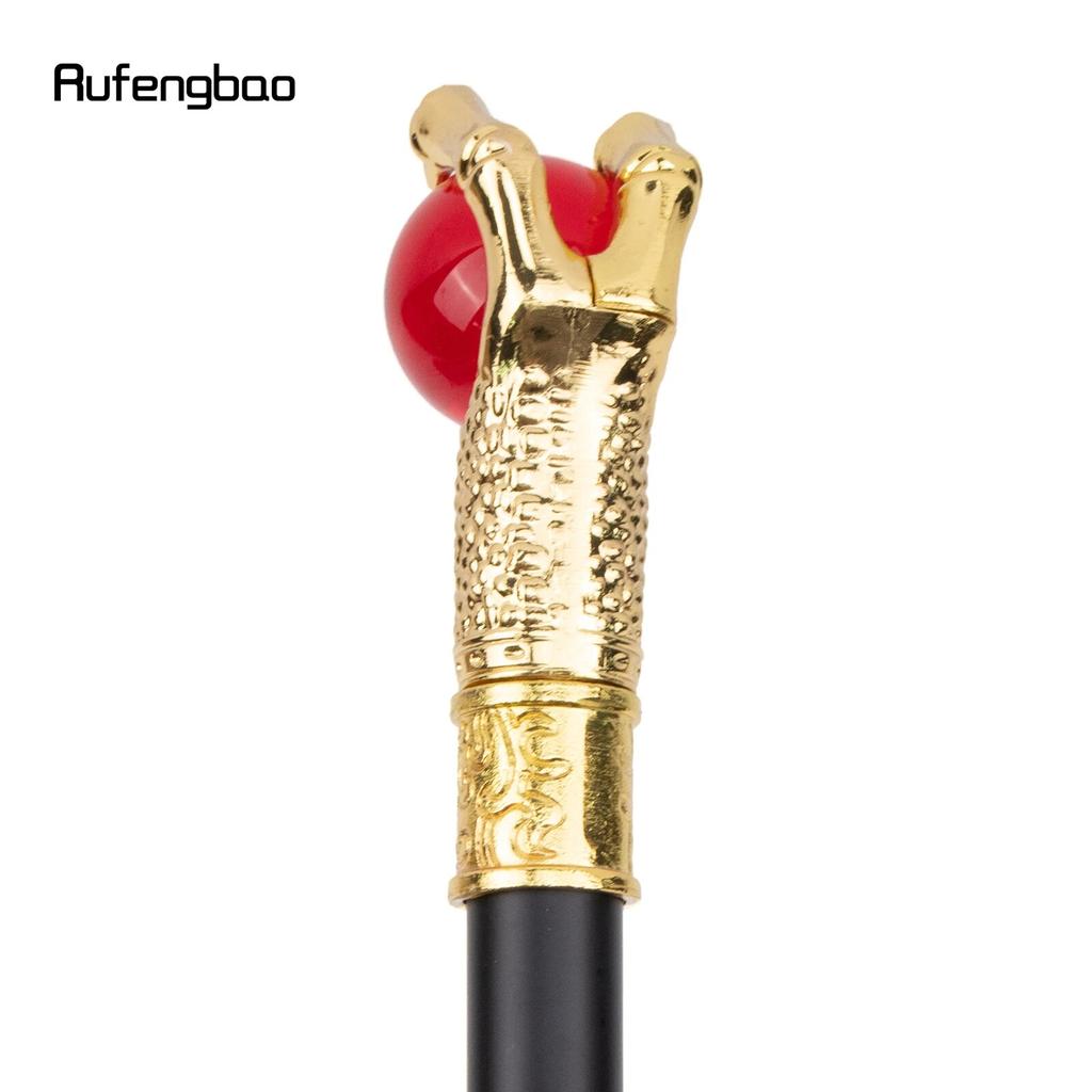 Drachenklauengriff, rote Glaskugel, goldener Gehstock, modischer dekorativer Gehstock, Cosplay, Gehstock, Knauf, Crosier, 93 cm