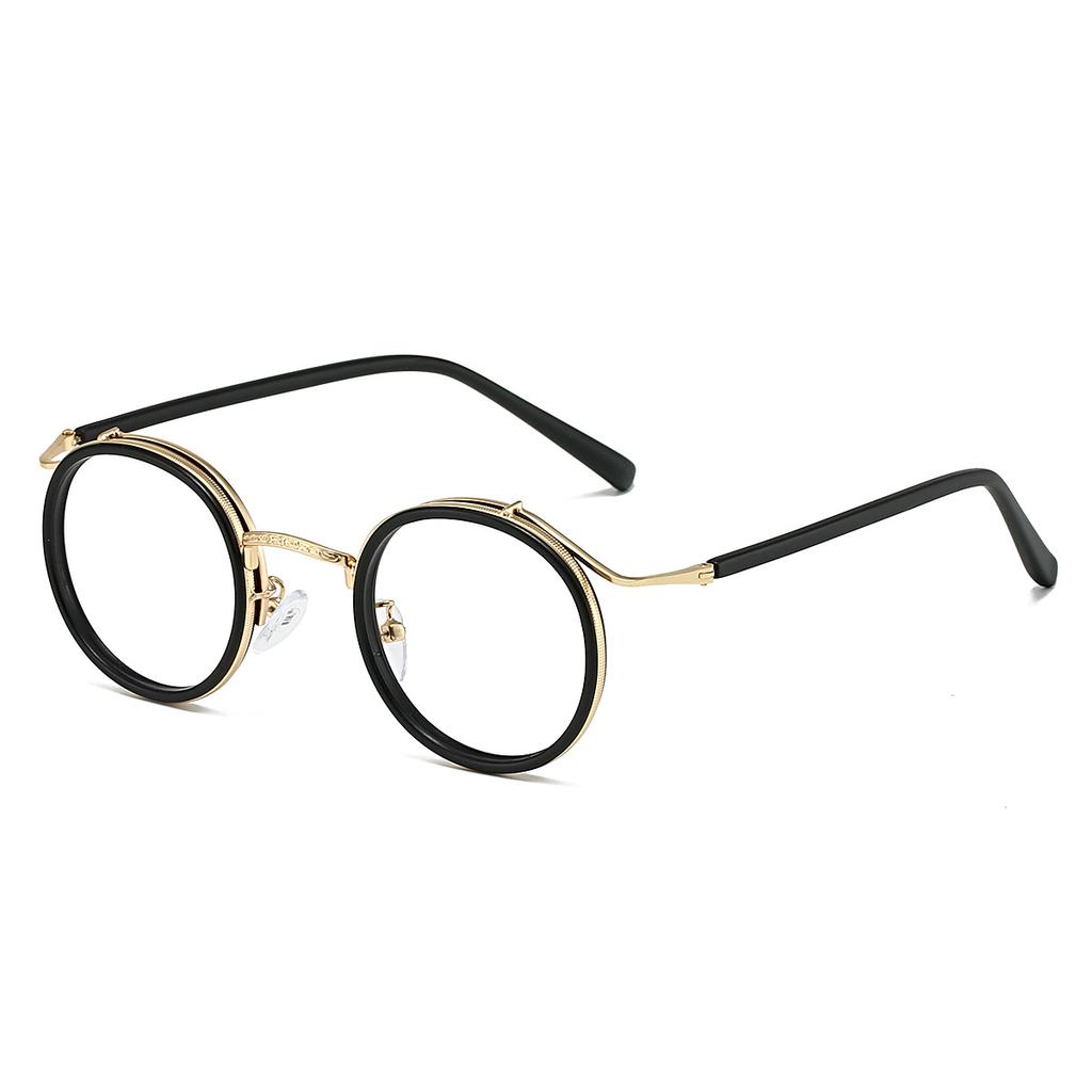 Retro Brand Design Luxury Round Frame Glasses Frame for Men Women Ultralight Stainless Steel Alloy Anti Blue Light Eyeglasses