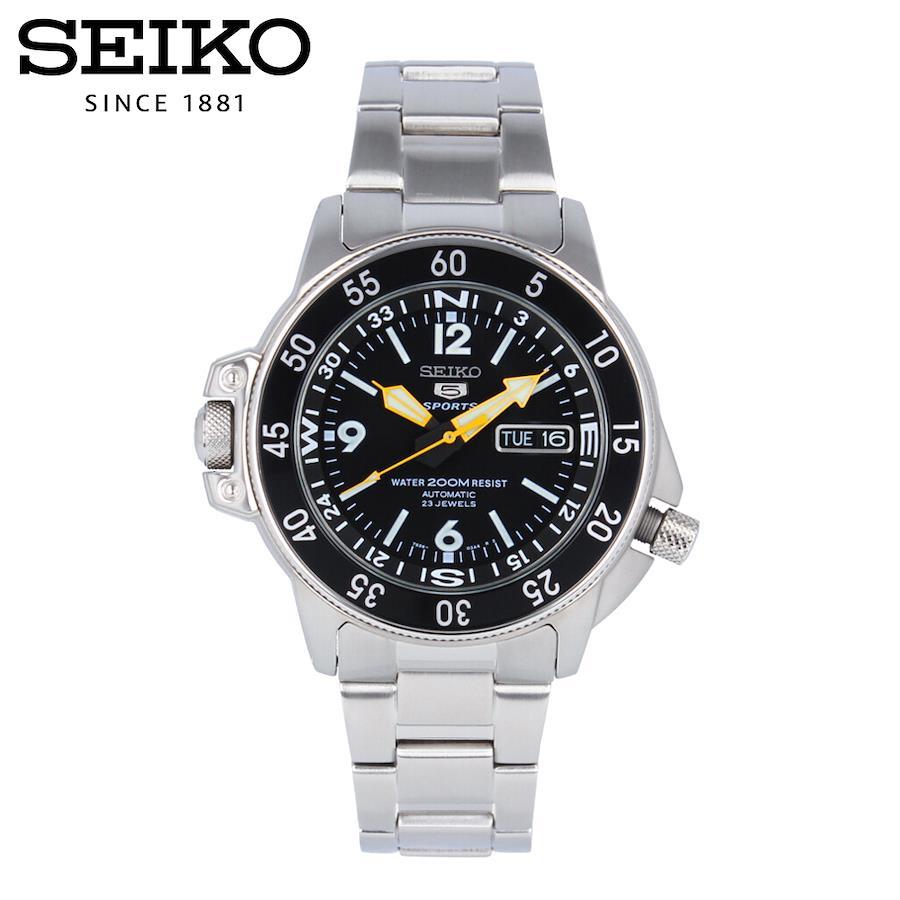 SEIKO SKZ211K1 SKZ211K SEIKO5 SPORTS ავტომატური დღე თარიღი შავი ვერცხლისფერი უჟანგავი ფოლადის მამაკაცის მაჯის საათი / SKZ211K ( SKZ211K S SKZ2 SKZ21 )