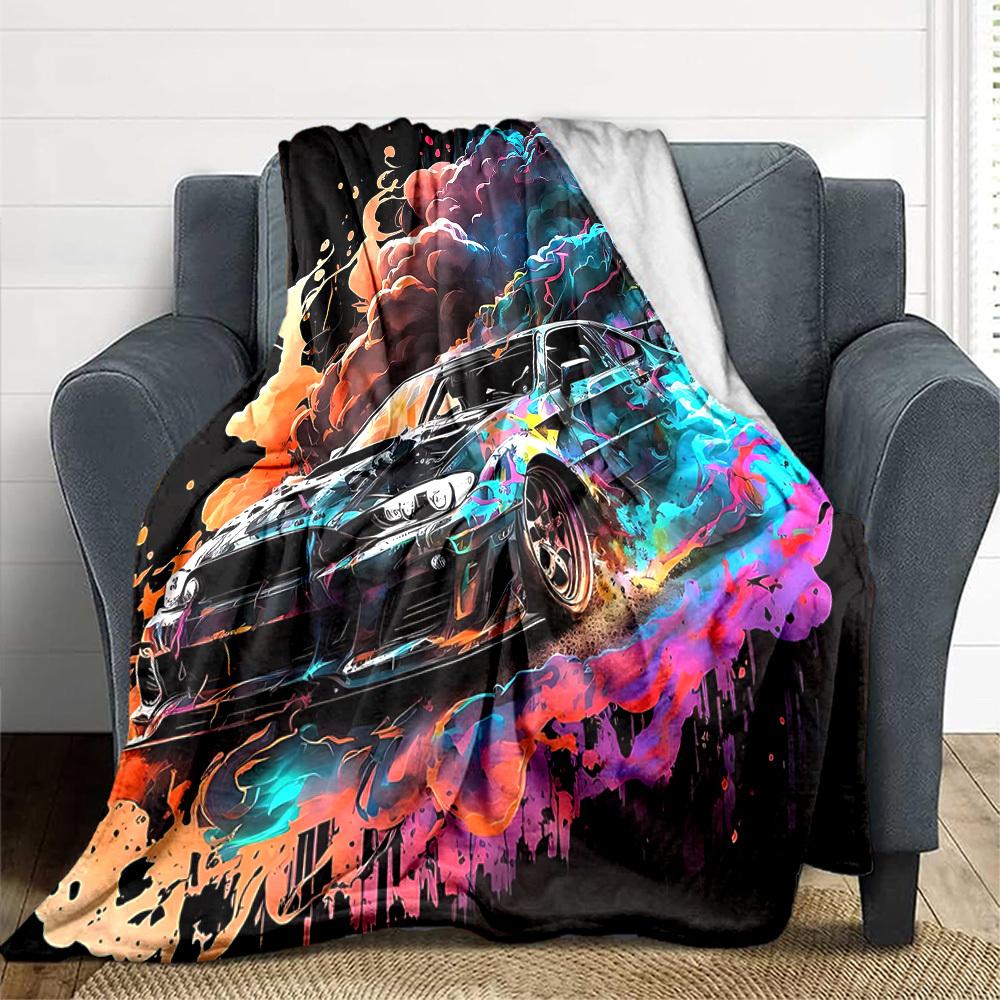 1pc Car Smoke Lightweight Flannel Blanket, Comfortable and Warm Blanket, for Office and Camping Sofa Bed, Livingroom083