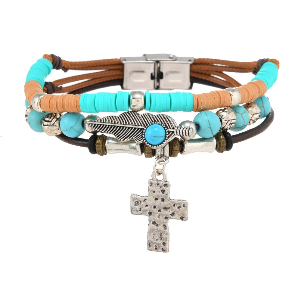 Vintage Viking Style Mens Genuine Leather Bracelet Handmade Craft