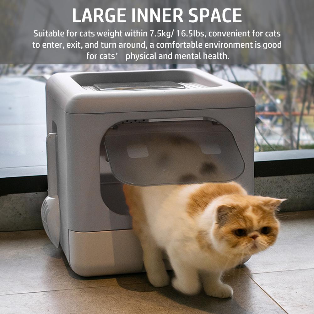 Portable Foldable Cat Litter Box Large   Enclosed Cat Potty Toilet Front Entry Top Exit with Lid Litter Scoop