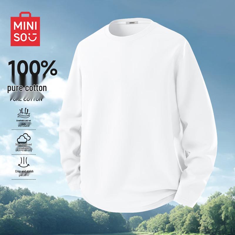 MINISO Men's Casual Long Sleeve Round Neck T-Shirt