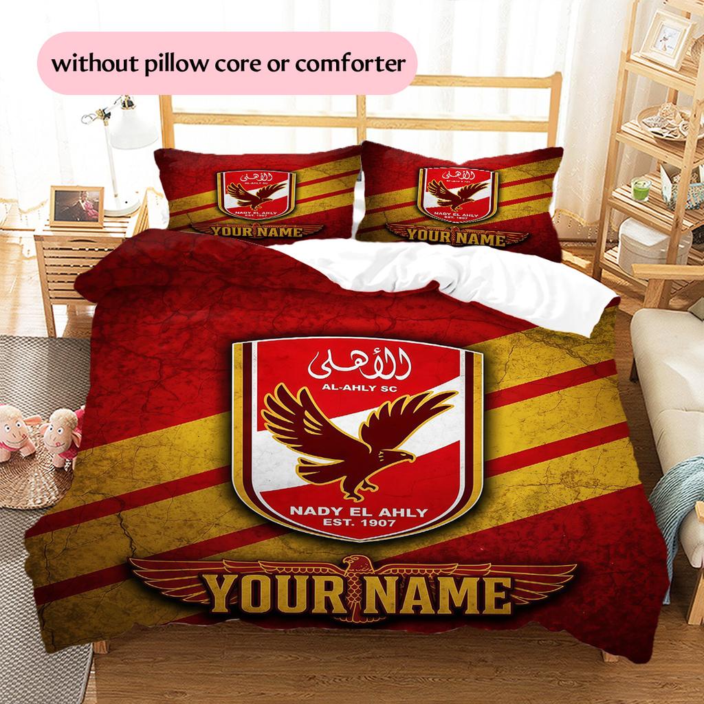 Custom Name Al Ahly SC Pattern Bedding Quilt Set  Home Decoration  Gift (1 * duvet cover + 2 * pillowcase  without core)
