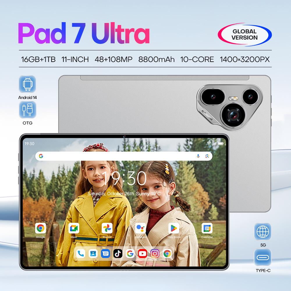 Pad 7 Ultra 10.1-inch Tablet PC with Call Support, Dual SIM, Dual Standby, 16GB+1TB Available