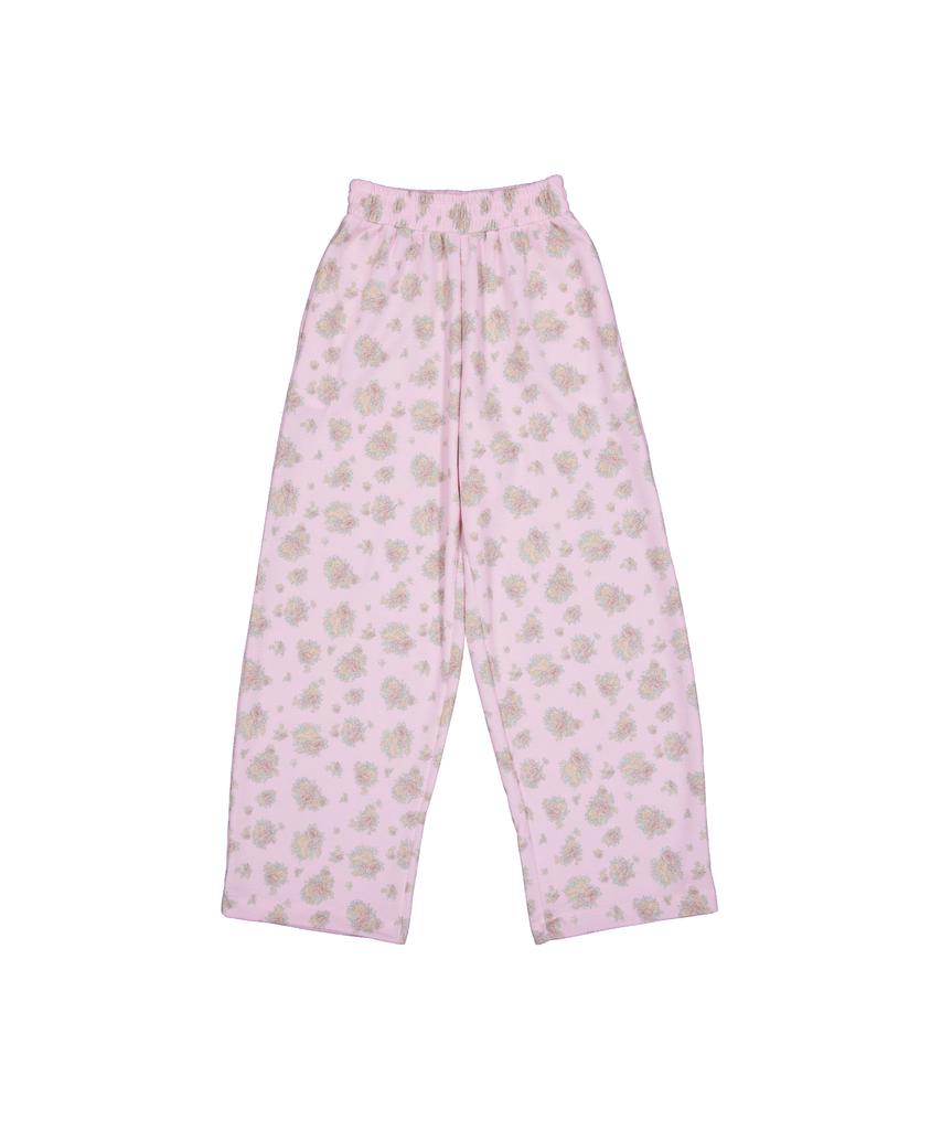 KOOKEESEE Flower Waffle Jogger Pants (Pink)