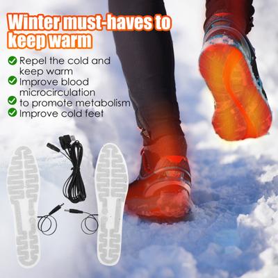 USB Heated Insoles Electric Foot Warming Shoes Pad Mat Men Women Winter Hunting Skiing Fishing Outdoor Sports Shoes Heating Film