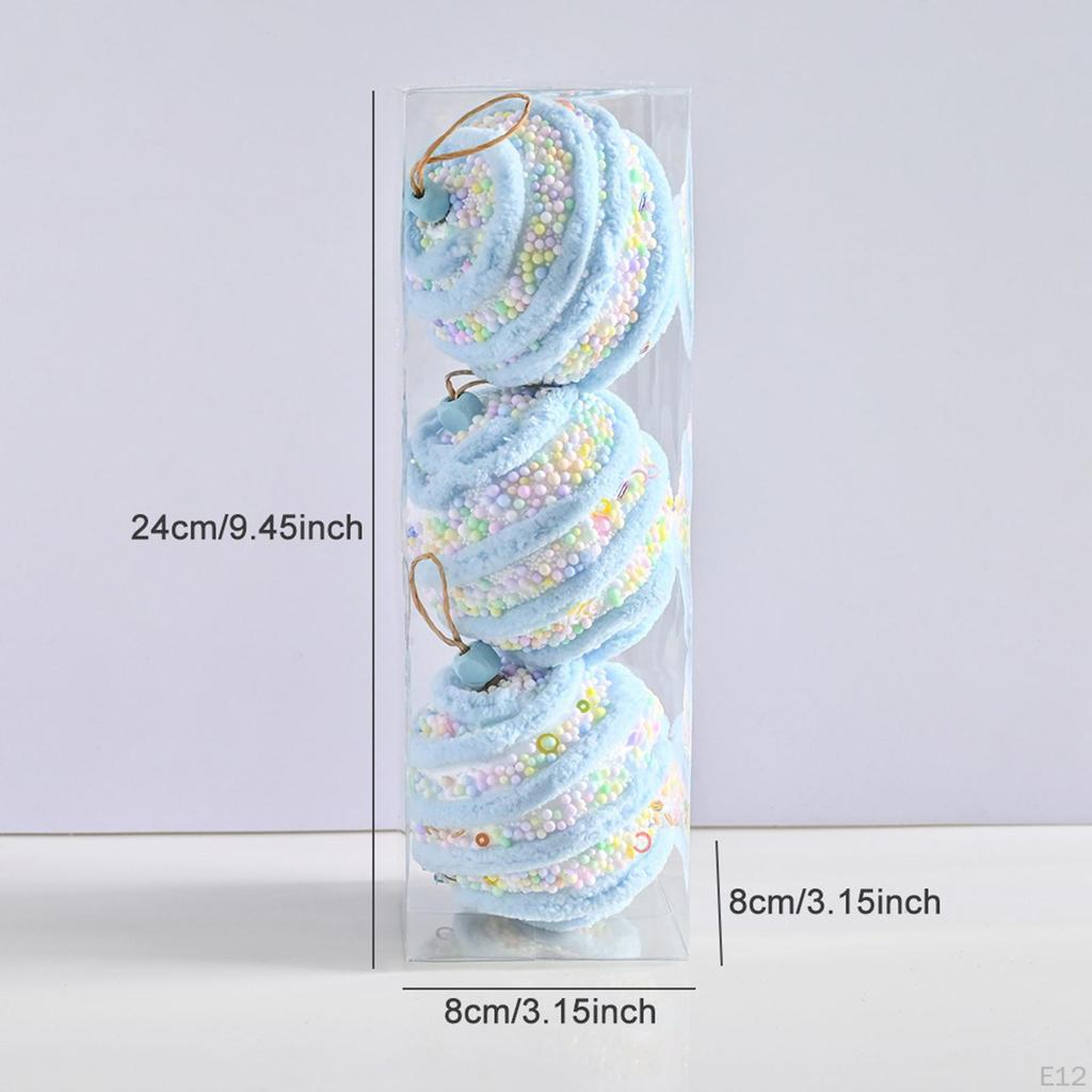 3 Pieces Christmas Ball Ornaments Decorations Pendants DIY Tree Hanging Balls for Festive