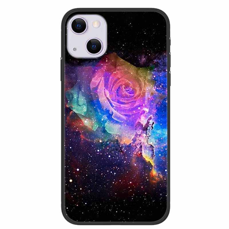 For iPhone 14/14 Plus Case Black Silicone Soft TPU Luxury Flower Animal Back Cover For iPhone 14/14 Plus New Shells for iPhone14