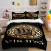 Viking Ship Pattern Bedding Set Black Gold Bedding Set (1 Duvet Cover, 2 Pillowcases, Duvet Not Included)