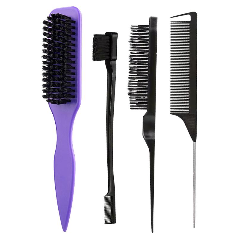 

4pcs Hairdressing Styling Set with A Smooth Hair Combing Comb Pointed Tail Cleaning Brush Lightweight and Portable