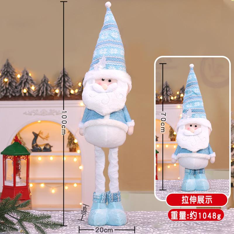 Christmas Retractable Doll Ornaments Christmas Blue Standing Position Retractable Doll Ornament Old Man Snowman Long Legs Doll