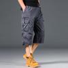 Men's Plus Size Summer Cargo Shorts - Pure Cotton, Multi-Pocket, Casual Sport Capri.
