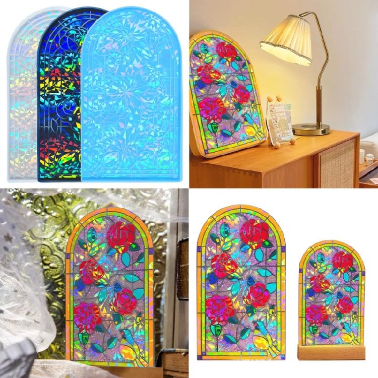 Holographic Wall Decoration Resin Mold Rainbow Effect Flower Wall Art Epoxy Mold