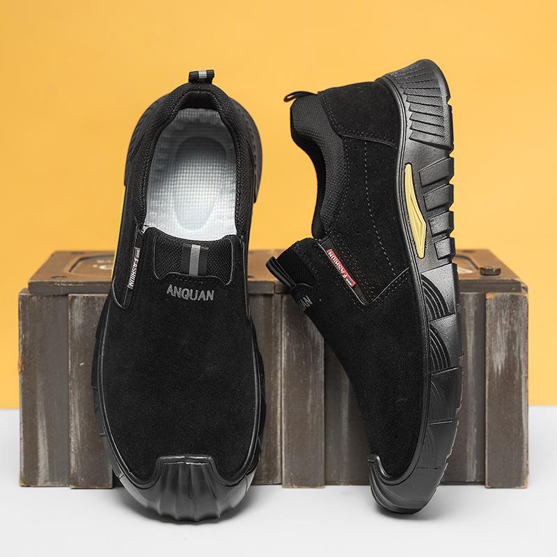 Soft-soled Men's Shoes Autumn New Low-top Labor Insurance Shoes Men's Fashion Wear-resistant Work Shoes Black Versatile Casual Shoes