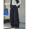 Calças Japonesas Relaxadas de Bolso Grande com Cintura Elástica Calças Estruturadas Calças Casuais Femininas Para Outono Inverno