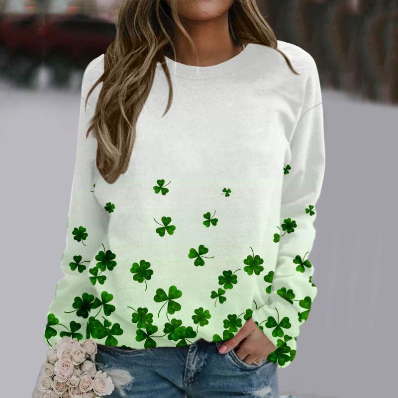 Women's pullover round neck printed tie dye plant flower sports top