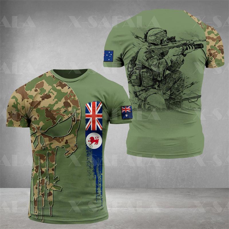 Australian Forest Camouflage T Shirt for Men Tops Tee Shirts 3D Printed Jungle Short Sleeve