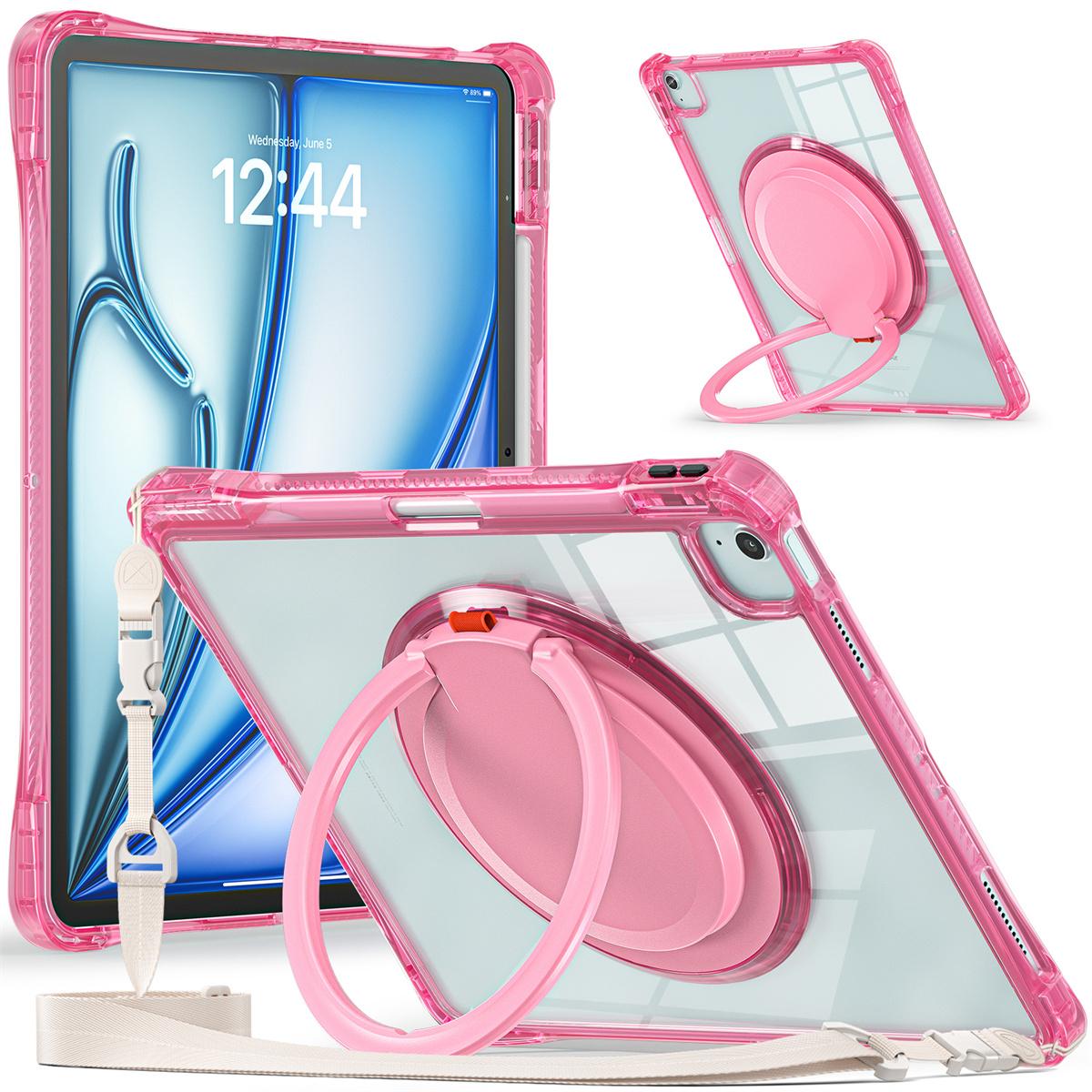 

For iPad Air 13 (2025)/(2024)/Pro 12.9 (2022)/(2021)/(2020)/(2018) Case with Shoulder Strap Kickstand Tablet Cover B
