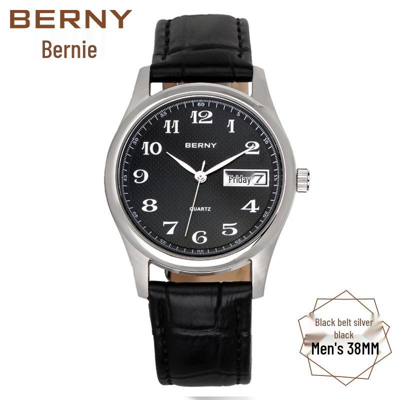 

Berny Межграничный шедевр Унисекс Экзаменационные часы: Бесшумный кожаный ремешок, дата и день недели, водонепроницаемый кварцевый.