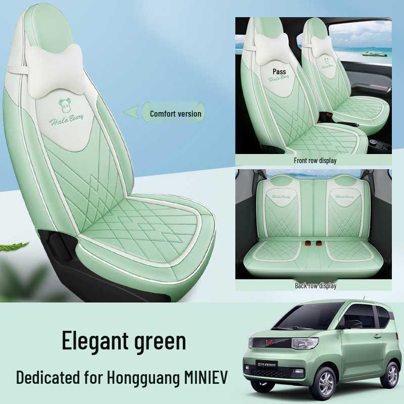 Wuling Hongguang MiniEV Seat Covers: Macaron Full Coverage, All-Season Car Seat Cushions for 2020-2023 Models