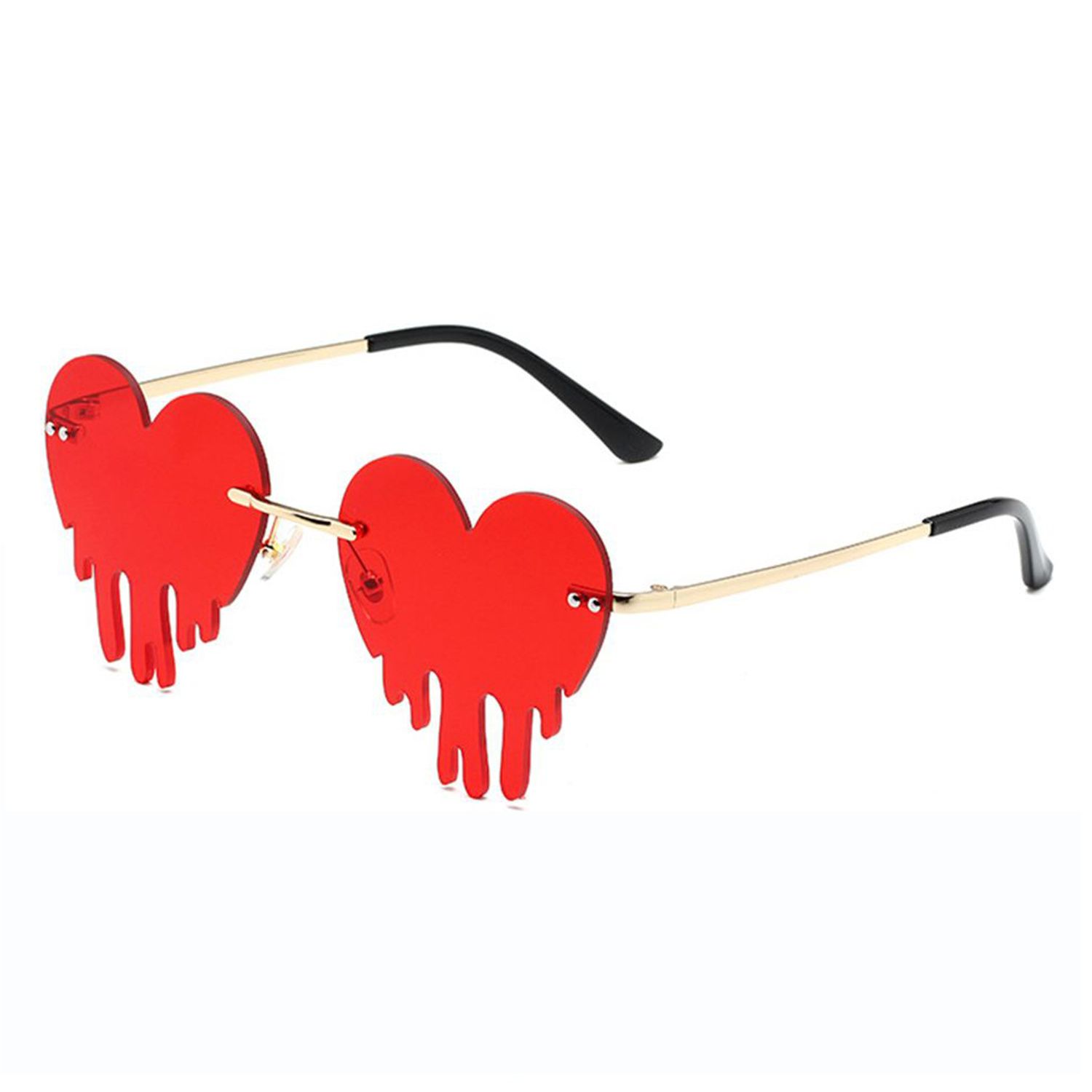 

Colorful Ocean Creative Unique Luxury Heart Sun Glasses Women Tear Shape Rimless Sunglasses червоний