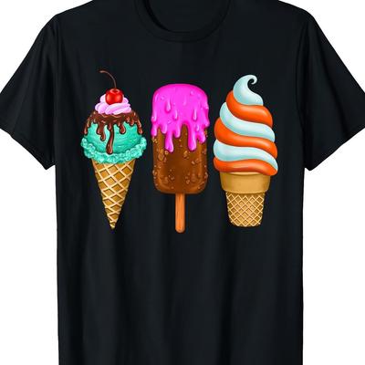 2025 New Unisexs Pure Cotton Tshirt Ice Cream Comfortable Breathable Highquality Beach Travel Party Instagram 2k