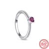 Original 925 Sterling Silver Ring Love Heart Pave CZ Crystal Stackable Rings for Women Wedding Engagement Birthday Gift Jewelry